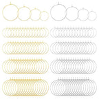 120Pcs Earring Hoops for Jewelry Making Mix Sizes Round Earring Beading Hoops Open Earring Wire Ring Accessories Jewelry Hoops for Jewelry Making DIY Craft (Gold,Silver)
