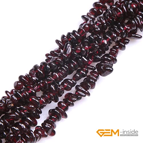 GEM-Inside Garnet Chips Natural 3-5MM Gemstone for Bracelet Necklace Earrings Jewelry Making Crafts Design Wholesale Loose Beads 34" - color: Red Garnet