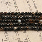 120pcs 3mm Natural Black Striped Agate Gemstone Beads Faceted Round Loose Stone Beads for Jewelry Making (1 Strand) - color: Black Striped Agate, size: 2.8-3.3mm