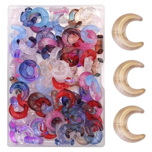 INSPIRELLE 100pcs Moon Crescent Crystal Glass Tiny Hanging Beads for Jewelry Making and DIY Craft Accessories，12 * 15mm - color: Crescents