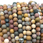 ABCGEMS Velvet-Matte-Finished Madagascan Kabamby Ocean Jasper Beads (Enhance The Stone's Inherent Texture and Nature Hues with a Non-Glare Aesthetic) Smooth Round 8mm (Non-Shiny) - color: Kabamby Ocean Jasper (From Madagascar)