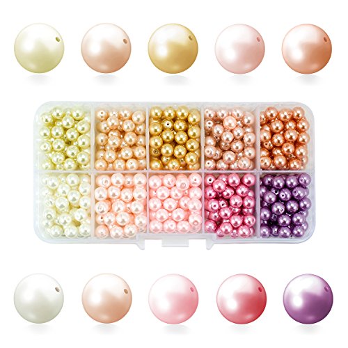 BEADNOVA Satin Pearls Beads for Crafts Tiny Loose Imitation Glass Pearls for Jewelry Making (6mm, 500pcs, Multi Color) - color: 6mm 500pcs Mix Lot M01