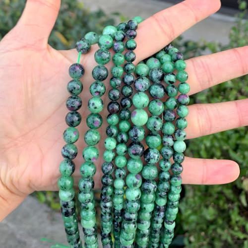 90pcs Adabele Natural Ruby Zoisite Green Anyolite Healing Gemstone 4mm (0.16 inch) Small Round Beads Gem Stone Spacer for Jewelry Making GY13-4 - color: Ruby Zoisite, size: 4mm (90pcs/1 Strand)