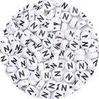 100Pcs Letter Beads 4x7mm White Round Acrylic Alphabet Beads Letter N Beads for Jewelry Making DIY Bracelets Necklaces Key Chains - color: N 100Pcs