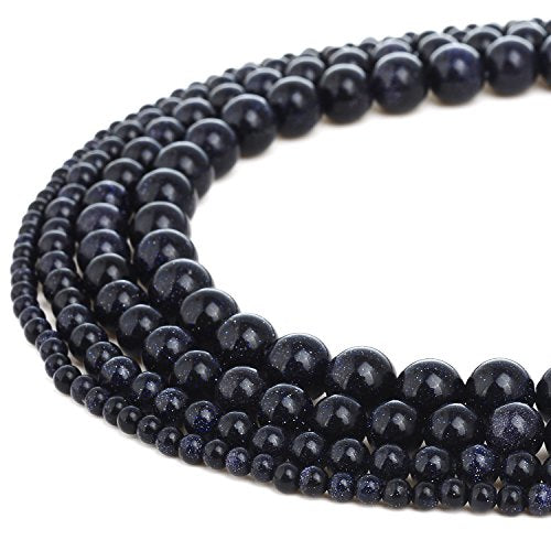 RUBYCA Blue Sand Goldstone Man-Made Glass Gemstone Round Loose Beads for Jewelry Making 1 Strand - 6mm - color: Blue Sand Goldston, size: 6 MM