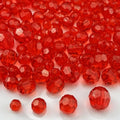 850pcs Acrylic Round Faceted Beads 6mm 8mm 10mm 12mm Faceted Round Spacer Beads for Bracelets Necklace Earring DIY Jewelry Making Craft(Red) - color: Red