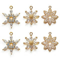 Crystal Zirconia Gold Plated Brass Charms for Jewelry Making Bracelet Necklace Earring Pendant Craft Supplies DIY Accessories - color: FlowerD-Mix-6Pcs