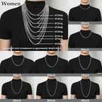 HZMAN Cuban Chain for Men - Stainless Steel Gold & Silver Diamond Cut Hip Hop Link Chains - 3.5mm/5mm/7mm/9mm - 16-30 Inch - color: 5mm Silver, size: 18In