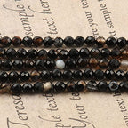 180pcs 2mm Natural Black Striped Agate Gemstone Beads Faceted Round Loose Stone Beads for Jewelry Making - color: Black Striped Agate, size: 1.9-2.4mm