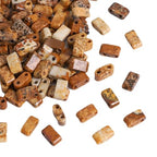 Beadia Natural Brown Picture Jasper Stone Tila Beads 5x2mm Rectangle 2-Hole Spacer Beads for DIY Bracelet Earring Making 15"/Strand - color: Brown Picture Jasper, size: 5x2mm