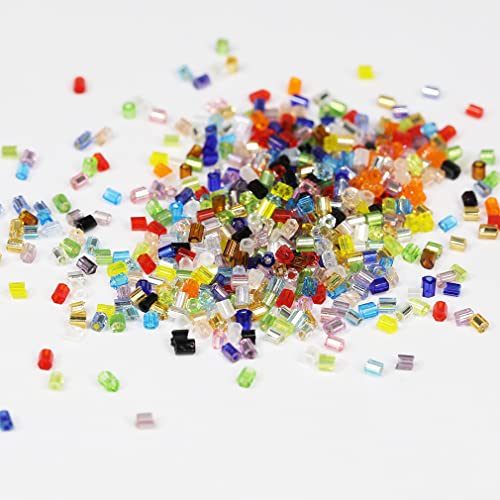 10/0 Glass Hexagon Seed Beads with Beading Needles About 21600pcs in Box , Seed Beads for Jewelry Making, Hexagon 2 X 2.2mm(900pcs/Color, 24 Colors) - color: 24 Colors Hexagon -2.2mm