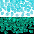PH PandaHall 150Pcs Glow in The Dark Beads UV Glow Beads Fishing, 9x6mm Pale Turquoise Glass Teardrop Bead Frosted Bead Luminous Green Light in The Dark for Jewelry Making DIY Crafts