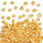 120Pcs Large Hole Metal Spacer Beads for Jewelry Making, Silver & Gold Plated Findings for Bracelet, Large Hole & Mixed Style (Gold Plated) - color: 120Pcs Gold