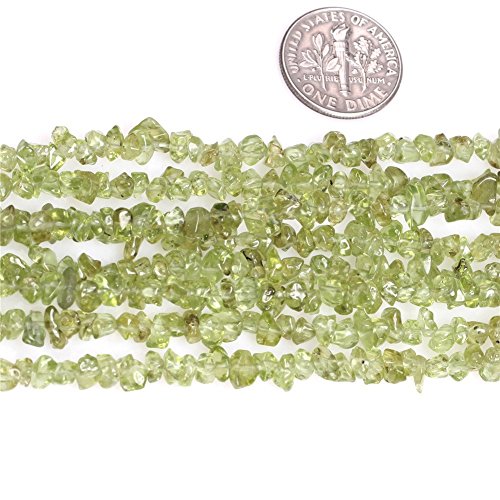 HAAMIIQII 3-5mm Natural Green Peridot Chips Beads Irregular Chip Stones Loose Gemstone Beads for Jewelry Making Strand 30 Inch - color: Peridot