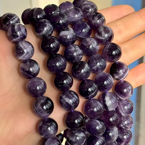 MJDCB Natural Dreamy Amethyst Beads Round Stone Beads DIY Loose Beads for Jewelry Making Beads 15" (14mm) - color: Dreamy Amethyst, size: 14mm