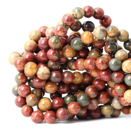 90pcs Adabele Natural Picasso Jasper Healing Gemstone 4mm (0.16 inch) Small Round Beads Gem Stone Spacer for Craft Jewelry Making GF10-4 - color: Picasso Jasper, size: 4mm (90pcs/1 Strand)
