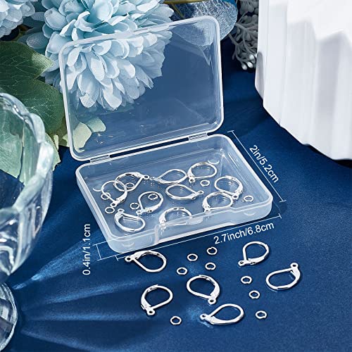 Beebeecraft 1 Box 20Pcs 925 Sterling Silver Plated Leverback Earwires French Earring Hooks 15.6x10x2mm Interchangeable Dangle Ear Wire Findings with 20Pcs Open Jump Rings for Jewelry Making - color: 20pcs S925 Plated #2