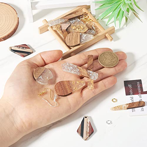 FASHEWELRY 24Pcs Gold Foil Resin Wood Earring Charms Teardrop Drop Rectangle Wooden Earring Blanks Geometry Boho Charms Wooden Earring Pieces for Jewelry Making with Earring Hooks & Jump Rings - color: 1Gold with Foil-6 Shapes
