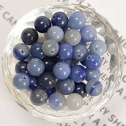 NCB 100pcs Original Natural Stone Beads Gemstone Round Loose Beads 6mm 8mm 10mm (Blue Aventurine, 6mm 100Beads) - color: Blue Aventurine, size: 6mm 100beads