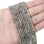 BEADIA Natural Spectrolite Short Cylinder Beads 2x3mm 155pcs Tube Loose Semi Gemstone Beads for Jewelry Making Design - color: Spectrolite