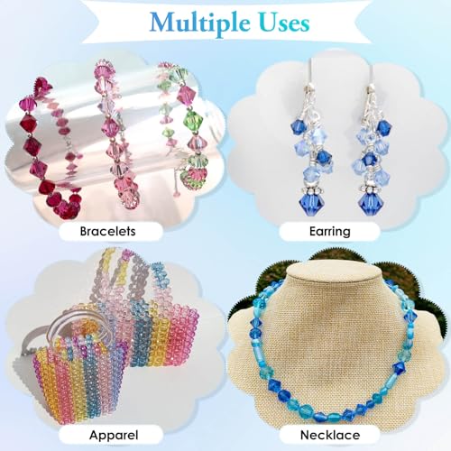 Paxcoo 560Pcs Crystal Beads for Jewelry Making, Crystal Acrylic Bead Faceted Craft Beads Bicone Gem Beads Jewel for Jewelry Making (10 MM) - size: 10 mm