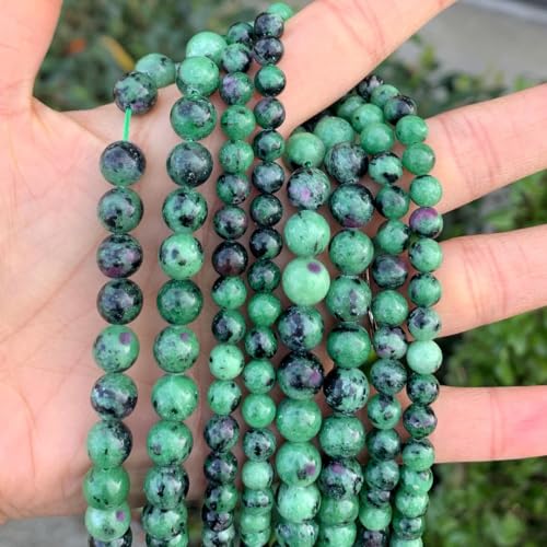 90pcs Adabele Natural Ruby Zoisite Green Anyolite Healing Gemstone 4mm (0.16 inch) Small Round Beads Gem Stone Spacer for Jewelry Making GY13-4 - color: Ruby Zoisite, size: 4mm (90pcs/1 Strand)