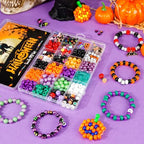 Dowsabel Bracelet Making Kit, Halloweens Beads for Bracelets Making Pony Beads Polymer Clay Beads Smile Face Beads Letter Beads for Jewelry Making, DIY Arts and Crafts Gifts - style: Halloween
