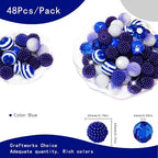48 Pcs 20mm Beads for Pens Bubblegum Bead Blue Crystal Acrylic Round Chunky Beads Sparkly Large Balls Bead for Pen Beadable Keychain Bracelet Necklace DIY Jewelry Making Supplies - color: Blue Color