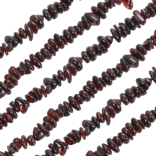 MECCANIXITY 220 Pcs Natural Drilled Garnet Gemstone Chips Bulk 5mm to 8mm Dia. Irregular Tumbled Crystal Chip Beads for Jewelry Making Craft Supplies (Burgundy) - color: Garnet, size: 5-8mm