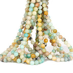 70PCS Natural 8MM Healing Gemstone, Amazonite Energy Stone Round Loose Beads, Semi-Precious Crystal Beads with Free Elastic String for Jewelry Making DIY - color: Amazonite, size: 8MM