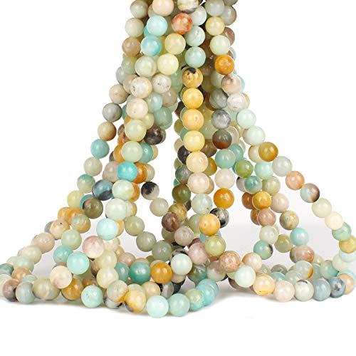70PCS Natural 8MM Healing Gemstone, Amazonite Energy Stone Round Loose Beads, Semi-Precious Crystal Beads with Free Elastic String for Jewelry Making DIY - color: Amazonite, size: 8MM