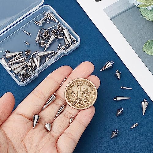 UNICRAFTALE Cone Charms Stainless Steel Spike Charms Punk Style Charm Spike Pendants Dangle Charm for DIY Necklace Earring Bracelet Jewelry Making - size: 6.5/8.5/10/13.5/14/18mm Long