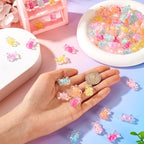 80Pcs Acrylic Gummy Bear Beads Random Color Pastel Fake Animal Gummy Bear Bracelet Beads Flat Back Kandi Bead Bulk for Crafts DIY Jewelry Making Supplies - color: Random #2