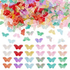 Beadthoven 240Pcs 12 Colors Butterfly Glass Crystal Beads Gold Sand Butterfly Lampwork Glass Beads Handmade Transparent Small Crystal Spacers for DIY Bracelet Necklace Earrings Jewelry Making Supplies - color: Butterflies Tiny