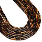 29 Pcs 4x13mm Natural Real Yellow Brown Tiger Eye Bead Cylinder Column Tube Beads for Jewelry Making Bracelets Crafts - color: Yellow Tiger Eye, size: 4x13mm