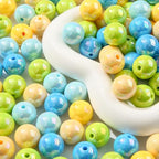 16mm Acrylic Beads 100pcs Chunk Bubblegum Bead Beads for Pens for Necklace Jewelry Bracelets DIY Crafts Making (greenblue) - color: greenblue