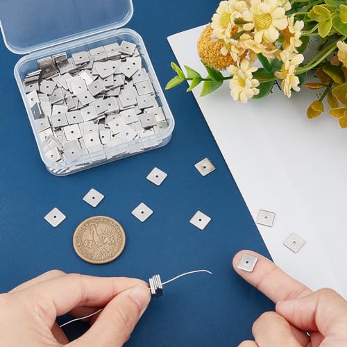 UNICRAFTALE 200pcs 8mm Square Spacer Beads Stainless Steel Loose Beads Metal Small Hole Spacer Beads Smooth Surface Beads Finding for DIY Bracelet Necklace Jewelry Making Craft, Hole 0.5mm - color: Square, size: 8mm