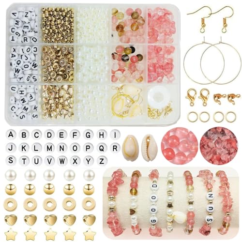 Basigeese Jewelry Making Supplies Kit Natural Stone Beads for Irregular Gemstone Beading with for DIY Craft Bracelet Necklace Earrings for Adults (Volcano Cherry Quartz) - color: Volcano Cheey Quartz