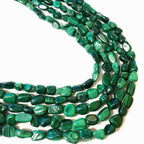 6-8mm Natural Malachite Nuggets Oval Free Tumbled Pebble Semi Precious Gemstone Loose Stone Beads Approx 15.5 inch for DIY Jewelry Making - color: Malachite