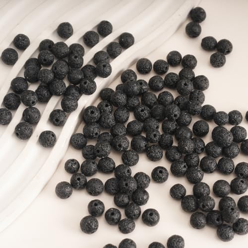 150PCS 8MM Black Lava Bead Volcanic Natural Gemstones Round Loose Beads for Jewelry Making Energy Healing Power Stones - color: Black Lava Volcanic, size: 8mm