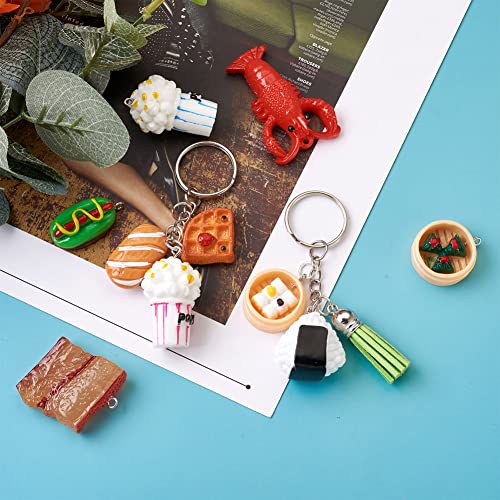 Cheriswelry Cup Cake Resin Pendants Lovely Food Sweet Dessert Dangle Charms Links Hanging Ornament with Metal Loop Fruit Pendants for Key Chains Bracelet Necklace Jewelry Making - color: Mixed Color&Shape