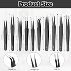 Bonsicoky 10 PCS Precision ESD Tweezers Set - Anti-Static Stainless Steel Tools Kit for Electronics, Jewelry Repair, Soldering, and Crafting Projects - color: 10 Pcs