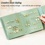 LAKE OF FIRE Earring Holder Organizer with Foldable Book Design Jewelry Book Organizer, Portable Pu Leather Travel Earring Case(Green) - color: Green
