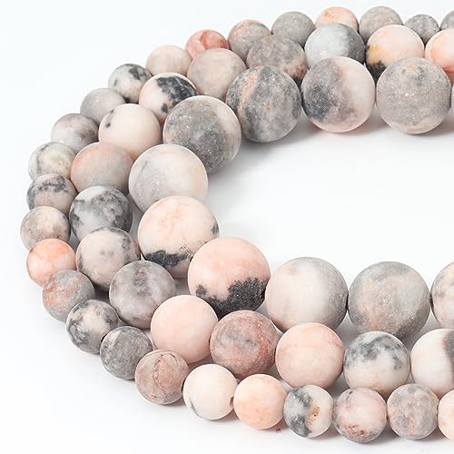 60pcs 6mm Natural Matte Pink Zebra Jasper Beads Energy Healing Crystal Round Loose Stone Beads for Jewelry Making, DIY Bracelets Necklaces - color: Matte Pink Zebra Jasper, size: 6mm