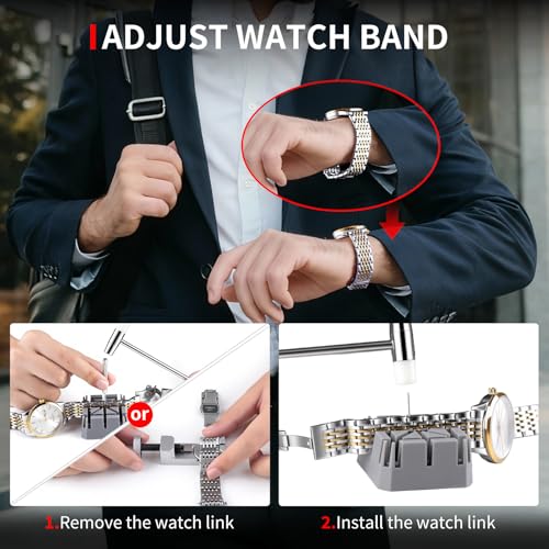 XOOL 151 PCS Professional Watch Repair Tool Kit, Includes Watch Battery Change Kit, Watch Case Opener, Link Remover, Spring Bar Tools, Screwdrivers, and Portable Carrying Case with Instruction Manual - color: 151pcs RED
