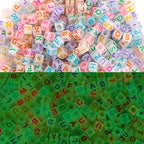 ToBeIT1000Pcs Glow Letter Beads Acrylic Letter Beads Cube Beads Glow in The Dark Beads for Jewelry Making, Bracelets, Necklaces(6 * 6glow Color) - color: glow color