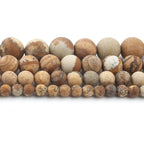 Matte Picture Stone 6mm 60 Pcs Stone Beads for Jewelry Making Large Beads Bracelet Keychain Loose Round Smooth Gemstone Beads Necklace Earrings DIY Arts and Crafts Natural Stone Beads ﻿ - color: Matte Picture Stone, size: 6mm
