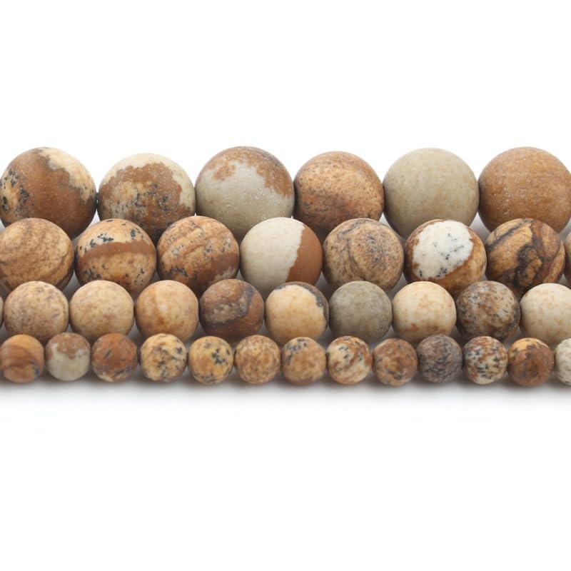 Matte Picture Stone 6mm 60 Pcs Stone Beads for Jewelry Making Large Beads Bracelet Keychain Loose Round Smooth Gemstone Beads Necklace Earrings DIY Arts and Crafts Natural Stone Beads ﻿ - color: Matte Picture Stone, size: 10mm