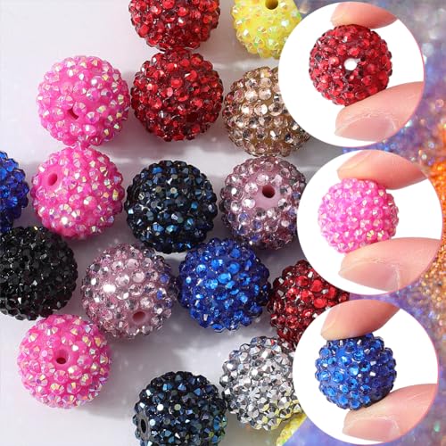 SUNNYCLUE 40Pcs 20mm Beads Bulk Bubblegum Beads Large Resin Rhinestone Beads Colorful Disco Ball Bead Chunky Bubble Gum Bead Beadable Pens Beads Loose Spacer Beads for Jewelry Making Beading Kits - color: 40pcs 20mm Colorful Chunky Beads