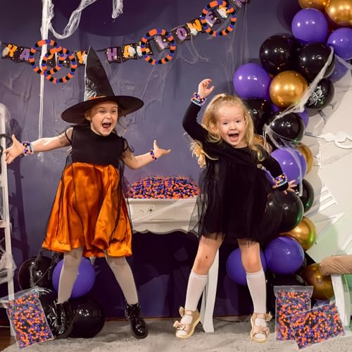 Looconi 1000 Pieces 6x9mm Black Orange Purple Acrylic Plastic Pony Beads for Halloween - color: Halloween1000